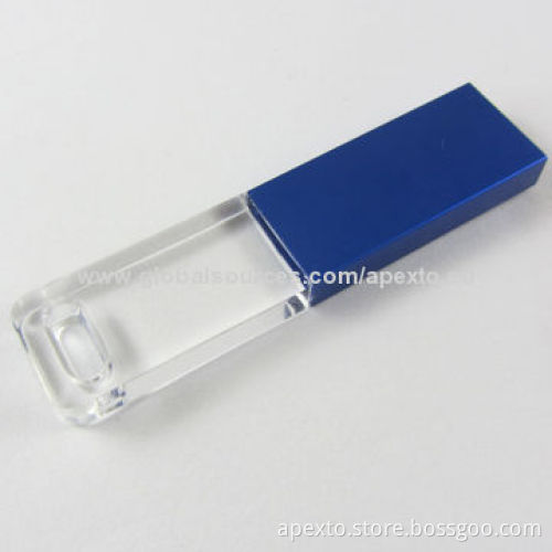 Mini USB pen drives, made of acrylic material, with multiple color LED light, 512MB to 32GB capacity